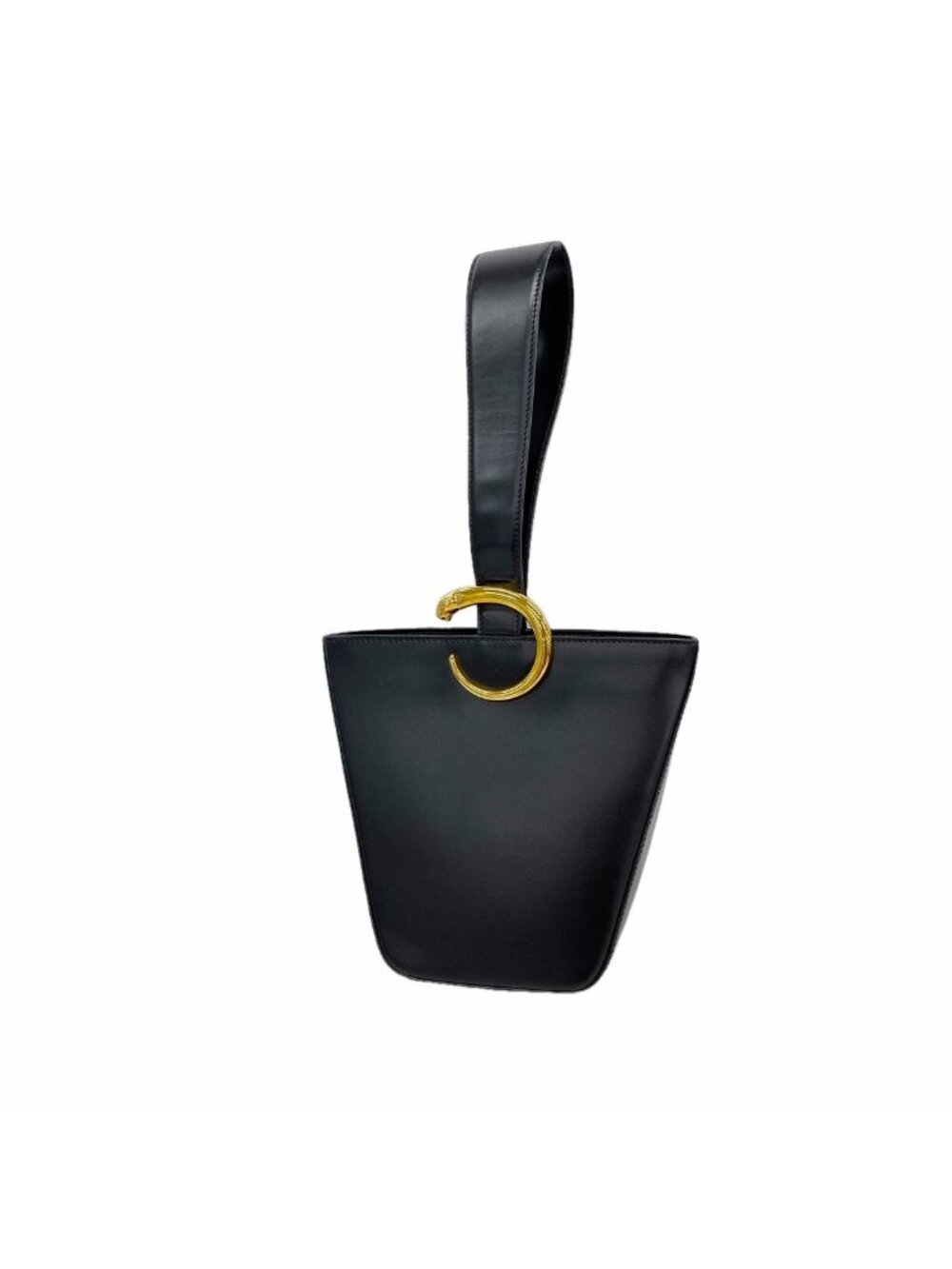 Cartier Handbag Panthere Leather Black Gold